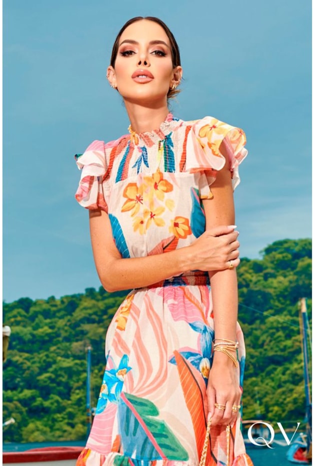 VESTIDO CHIFFON FLORAL E LASTÉX - LUZIA FAZZOLLI VESTIDO CHIFFON FLORAL E LASTÉX - LUZIA FAZZOLLI