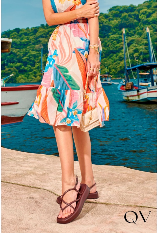 VESTIDO CHIFFON FLORAL E LASTÉX - LUZIA FAZZOLLI VESTIDO CHIFFON FLORAL E LASTÉX - LUZIA FAZZOLLI