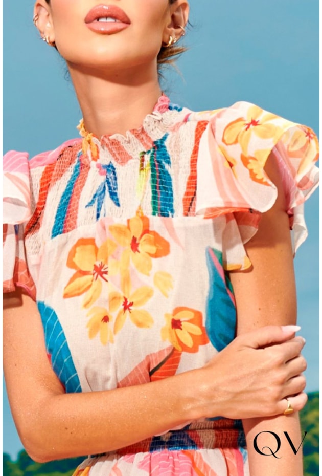 VESTIDO CHIFFON FLORAL E LASTÉX - LUZIA FAZZOLLI VESTIDO CHIFFON FLORAL E LASTÉX - LUZIA FAZZOLLI