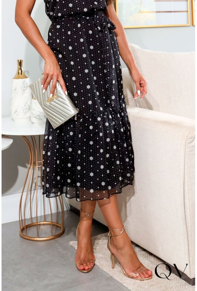 VESTIDO CHIFFON POÁ MANGA CAVADA PRETO - LUZIA FAZZOLLI VESTIDO CHIFFON POÁ MANGA CAVADA PRETO - LUZIA FAZZOLLI