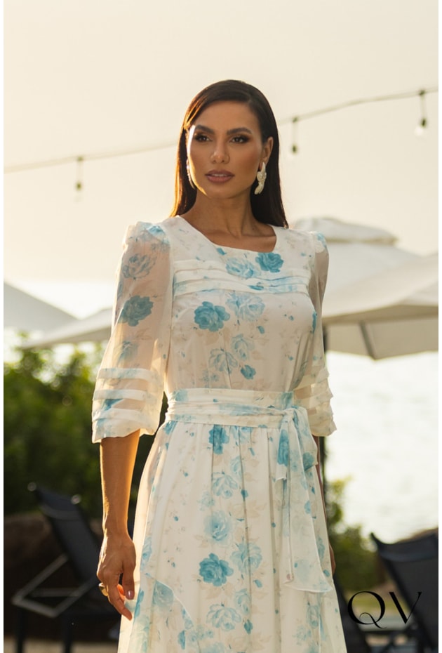 Vestido Chiffon Vestido Longo Seda Floral Vestido Chiffon Toque De