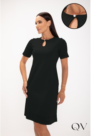 VESTIDO CLÁSSICO EM MALHA PONTO ROMA PRETO - LEKAZIS VESTIDO CLÁSSICO EM MALHA PONTO ROMA PRETO - LEKAZIS
