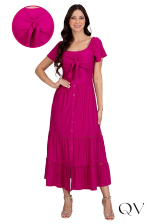 VESTIDO COM AMARRAÇÃO NO BUSTO PINK - HAPUK