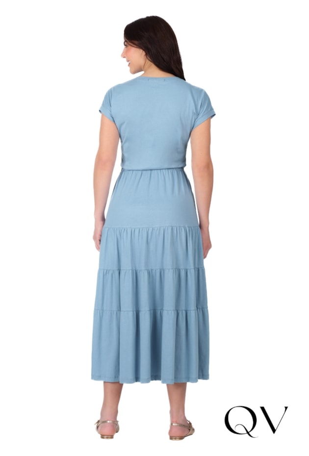 VESTIDO COM BOLSO FRONTAL EM MALHA DE ALGODÃO AZUL - HAPUK