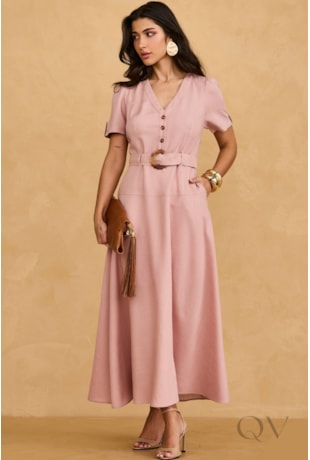 VESTIDO COM BOTÕES EM VISCOSE NUDE - ARTSY