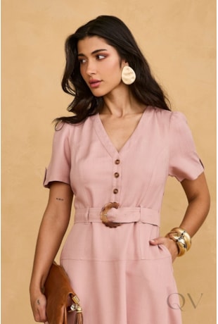 VESTIDO COM BOTÕES EM VISCOSE NUDE - ARTSY