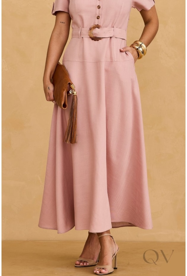 VESTIDO COM BOTÕES EM VISCOSE NUDE - ARTSY