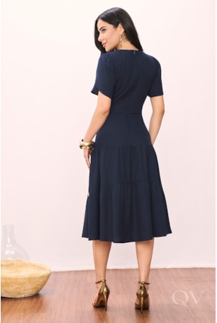 VESTIDO COM RECORTES EM PLANO DE VISCOSE AZUL - TITANIUM JEANS