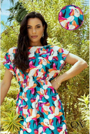 VESTIDO COM SHORTS ESTAMPA FLORAL - LEKAZIS