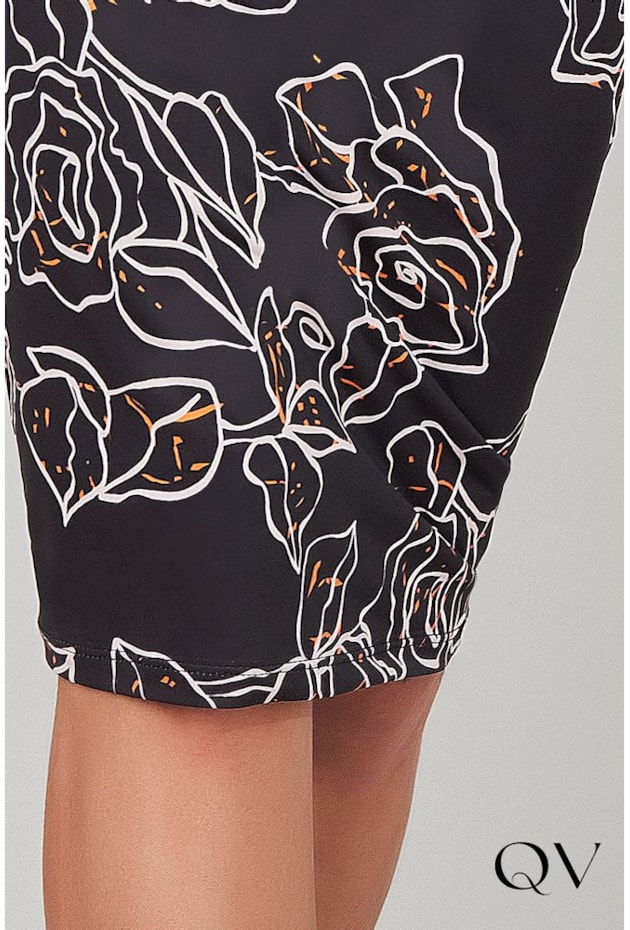 VESTIDO COM TRANSPASSE ESTAMPADO PRETO - TITANIUM JEANS
