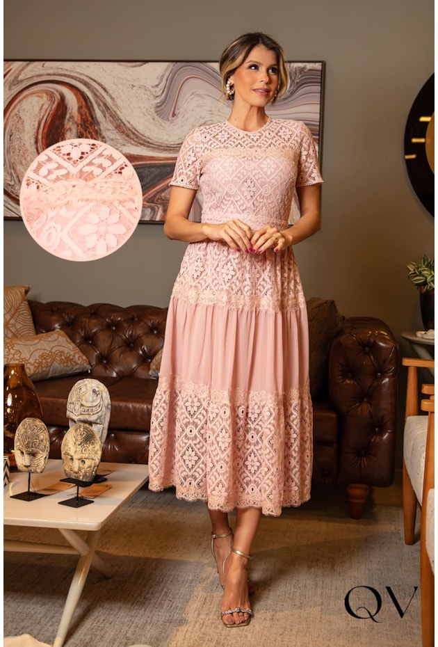 VESTIDO COMPOSÊ RENDA ROSÊ - LUZIA FAZZOLLI VESTIDO COMPOSÊ RENDA ROSÊ - LUZIA FAZZOLLI