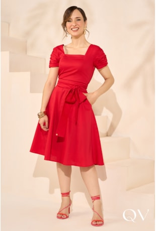 VESTIDO COTTON EVASÊ VERMELHO - JANY PIM