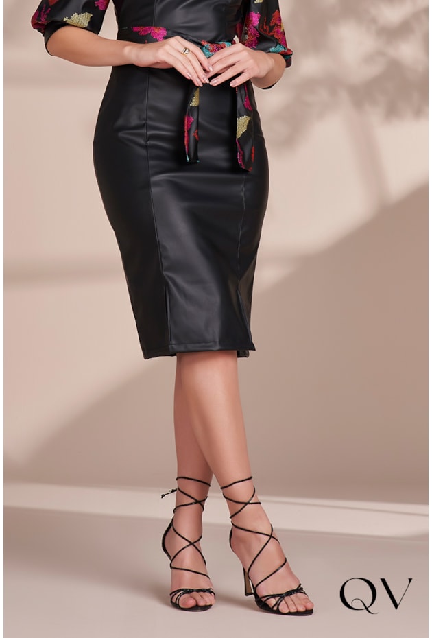 VESTIDO COURO FAKE MANGAS COLOR BLOCK PRETO - FASCÍNIUS VESTIDO COURO FAKE MANGAS COLOR BLOCK PRETO - FASCÍNIUS