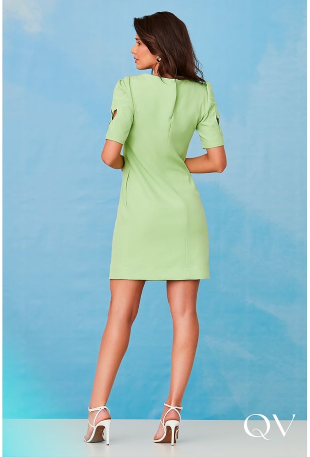 VESTIDO CREPE BORDADO RICHELIEU VERDE - LUZIA FAZZOLLI VESTIDO CREPE BORDADO RICHELIEU VERDE - LUZIA FAZZOLLI