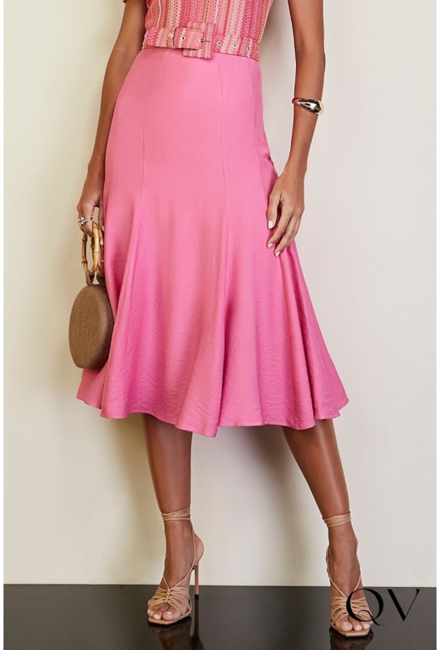VESTIDO CREPE E CROCHÊ ROSA - JANY PIM