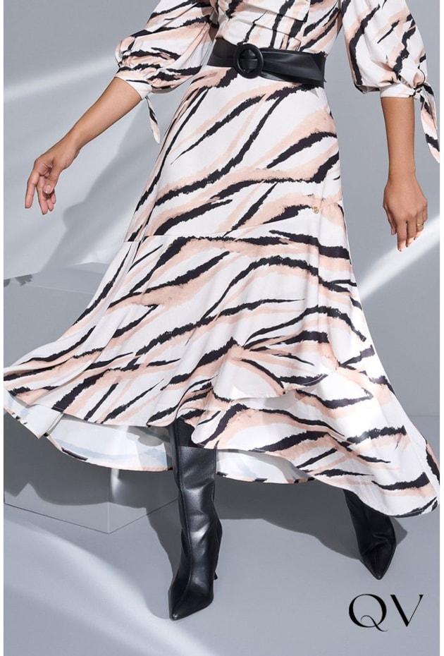 VESTIDO CREPE ESTAMPADO ANIMAL PRINT - VIA TOLENTINO VESTIDO CREPE ESTAMPADO ANIMAL PRINT - VIA TOLENTINO