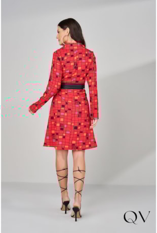 VESTIDO CREPE ESTAMPADO VERMELHO - TITANIUM JEANS VESTIDO CREPE ESTAMPADO VERMELHO - TITANIUM JEANS