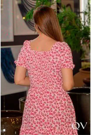 VESTIDO CREPE FLORAL PINK - VALENTINA SIRRAH