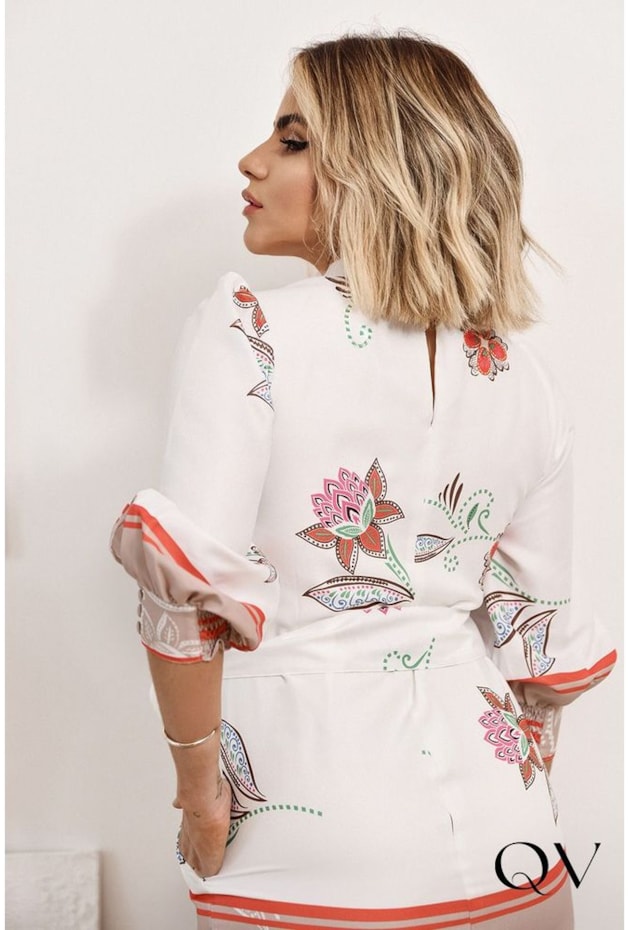 VESTIDO CREPE GOLA ALTA ESTAMPADO OFF WHITE - LUZIA FAZZOLLI VESTIDO CREPE GOLA ALTA ESTAMPADO OFF WHITE - LUZIA FAZZOLLI