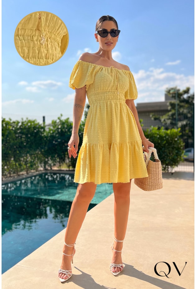 VESTIDO CREPE PIPOQUINHA AMARELO - LUZIA FAZZOLLI VESTIDO CREPE PIPOQUINHA AMARELO - LUZIA FAZZOLLI
