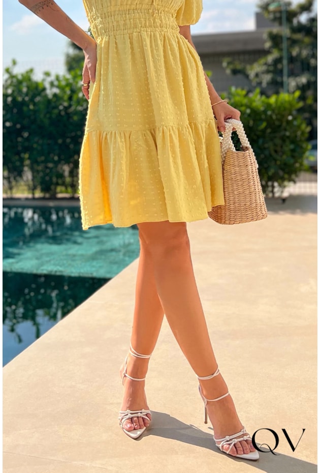 VESTIDO CREPE PIPOQUINHA AMARELO - LUZIA FAZZOLLI VESTIDO CREPE PIPOQUINHA AMARELO - LUZIA FAZZOLLI