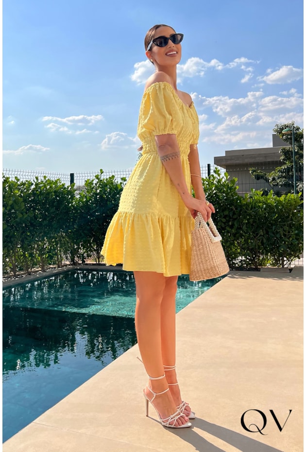 VESTIDO CREPE PIPOQUINHA AMARELO - LUZIA FAZZOLLI VESTIDO CREPE PIPOQUINHA AMARELO - LUZIA FAZZOLLI