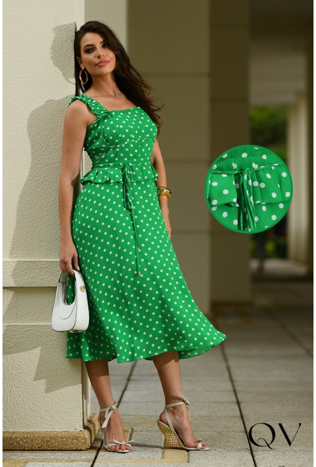 VESTIDO CREPE POÁ VERDE - LUZIA FAZZOLLI VESTIDO CREPE POÁ VERDE - LUZIA FAZZOLLI