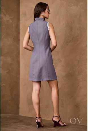 VESTIDO CURTO ALFAIATARIA EM VISCOSE CINZA - ARTSY