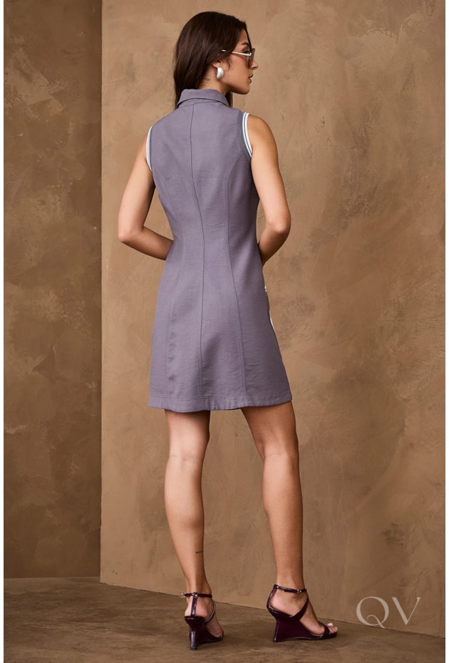 VESTIDO CURTO ALFAIATARIA EM VISCOSE CINZA - ARTSY