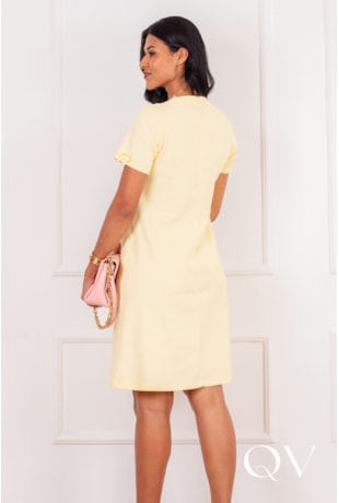 VESTIDO CURTO COM LAÇO EM VISCOSE AMARELO - PURO SHARMY