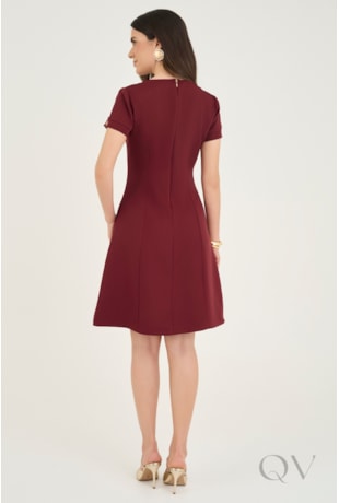 VESTIDO CURTO COM LAÇOS EM ALFAIATARIA BORDÔ - VIA TOLENTINO