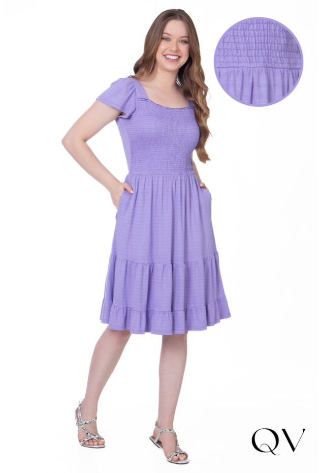VESTIDO CURTO COM LASTEX LILÁS - HAPUK