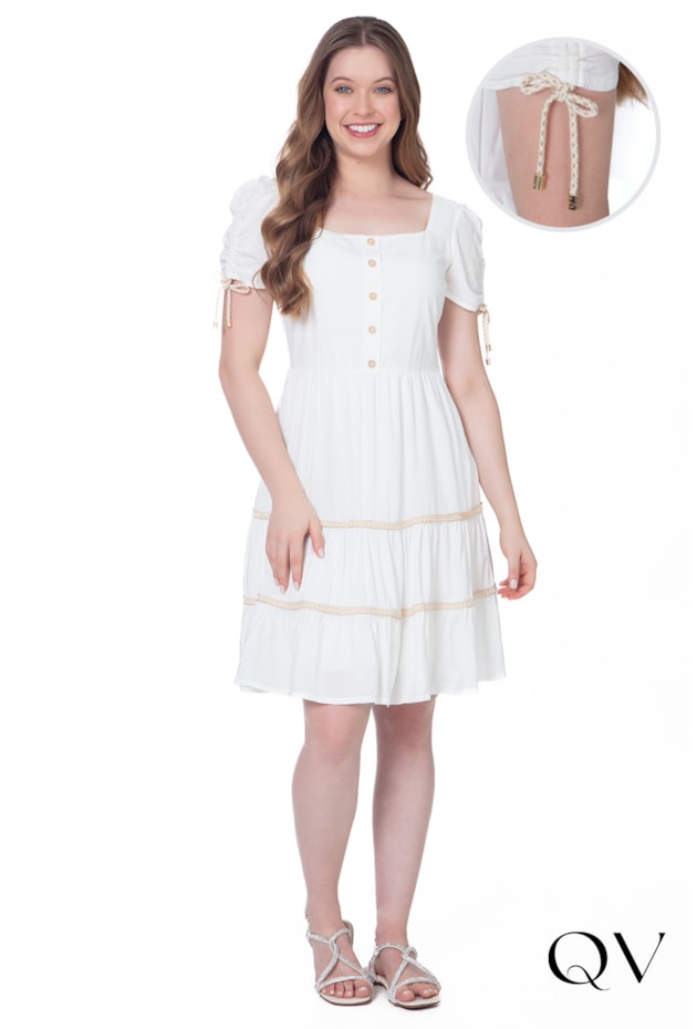 VESTIDO CURTO COM SIANINHA BRANCO - HAPUK