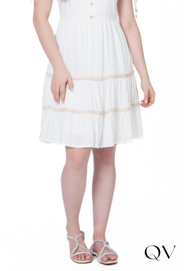 VESTIDO CURTO COM SIANINHA BRANCO - HAPUK