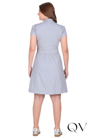 VESTIDO CURTO COM ZÍPER FRONTAL EM JEANS COLOR CINZA - HAPUK