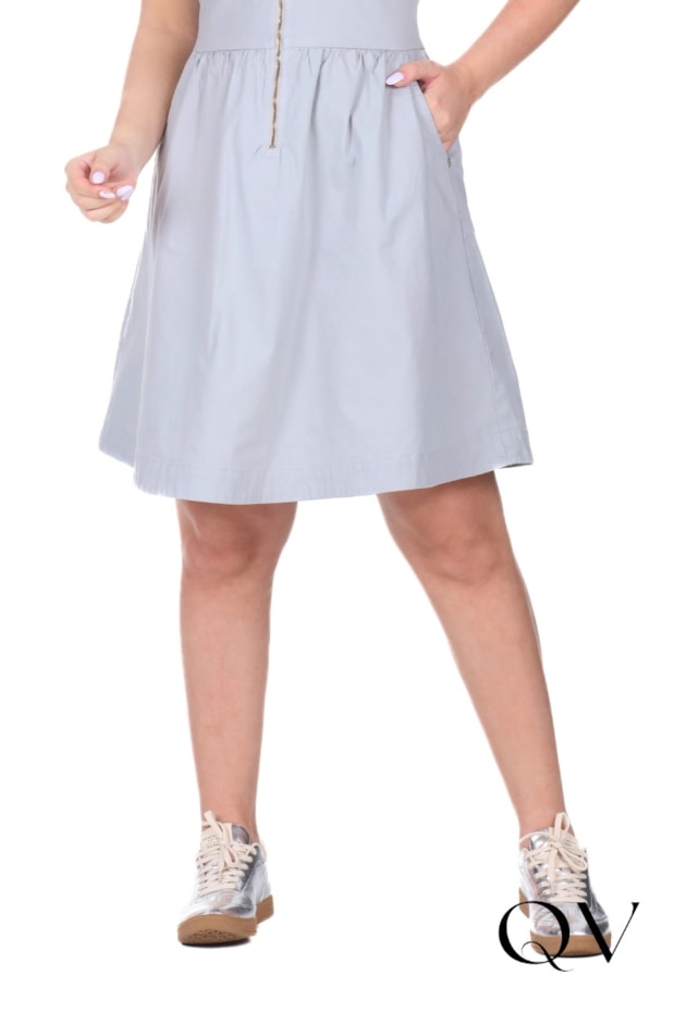 VESTIDO CURTO COM ZÍPER FRONTAL EM JEANS COLOR CINZA - HAPUK