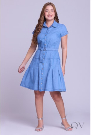 VESTIDO CURTO EM JEANS LEVE CLARO - HAPUK