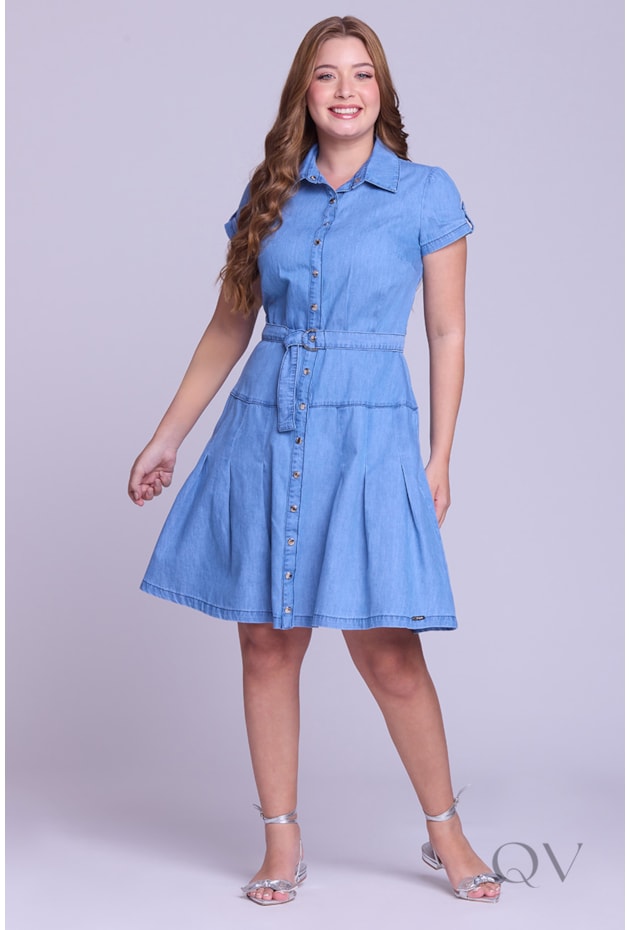 VESTIDO CURTO EM JEANS LEVE CLARO - HAPUK