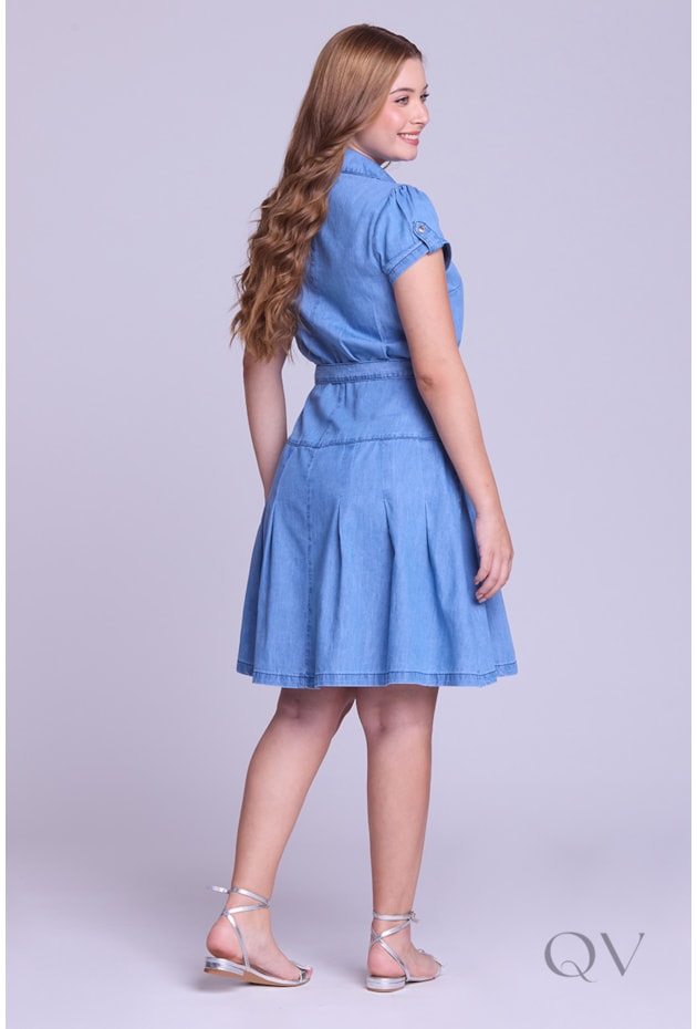 VESTIDO CURTO EM JEANS LEVE CLARO - HAPUK