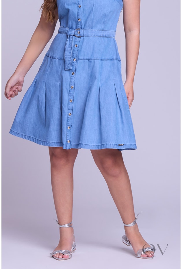 VESTIDO CURTO EM JEANS LEVE CLARO - HAPUK