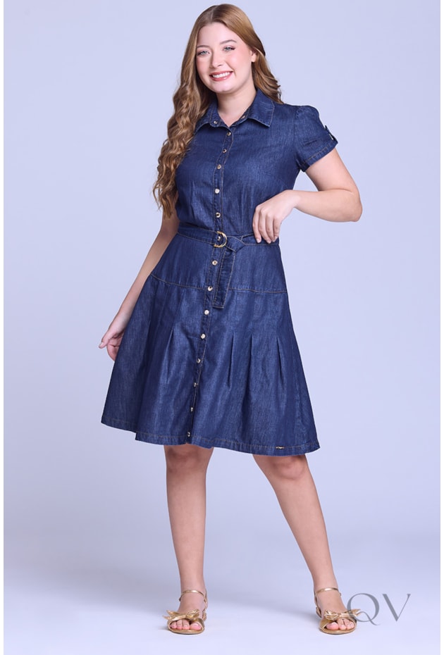 VESTIDO CURTO EM JEANS LEVE ESCURO - HAPUK