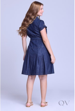 VESTIDO CURTO EM JEANS LEVE ESCURO - HAPUK