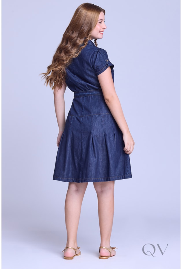 VESTIDO CURTO EM JEANS LEVE ESCURO - HAPUK