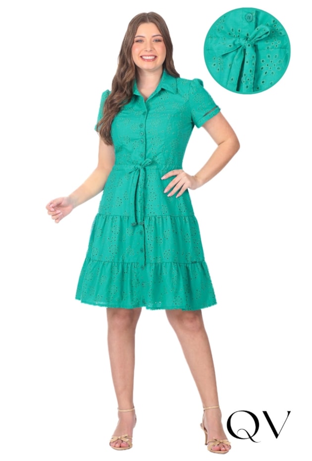 VESTIDO CURTO EM LAISE VERDE ÁGUA - HAPUK