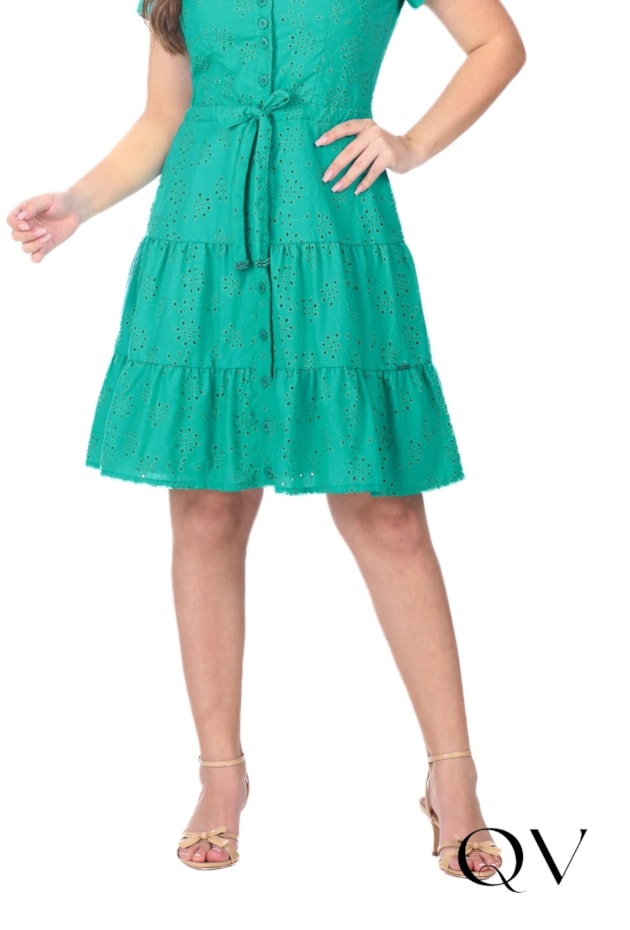 VESTIDO CURTO EM LAISE VERDE ÁGUA - HAPUK