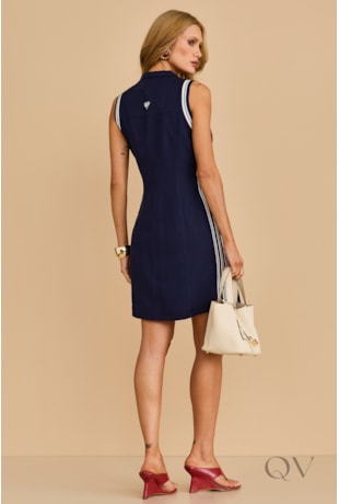 VESTIDO CURTO EM LINHO AZUL MARINHO - ARSTY