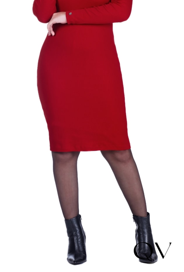 VESTIDO CURTO EM MALHA CANELADA COM BOTÕES VERMELHO - HAPUK