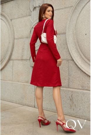 VESTIDO CURTO EM MALHA TWEED VERMELHO - JANY PIM