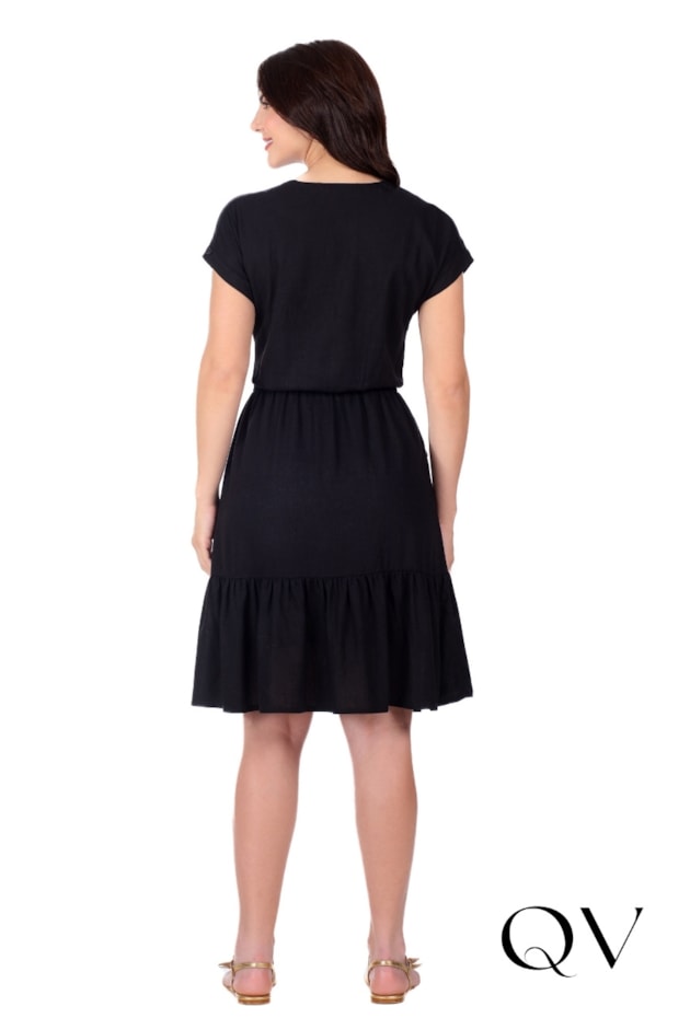 VESTIDO CURTO EM TECIDO PLANO DE VISCOSE PRETO - HAPUK