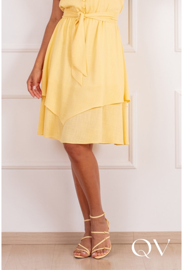 VESTIDO CURTO EM VISCOSE AMARELO - PURO SHARMY